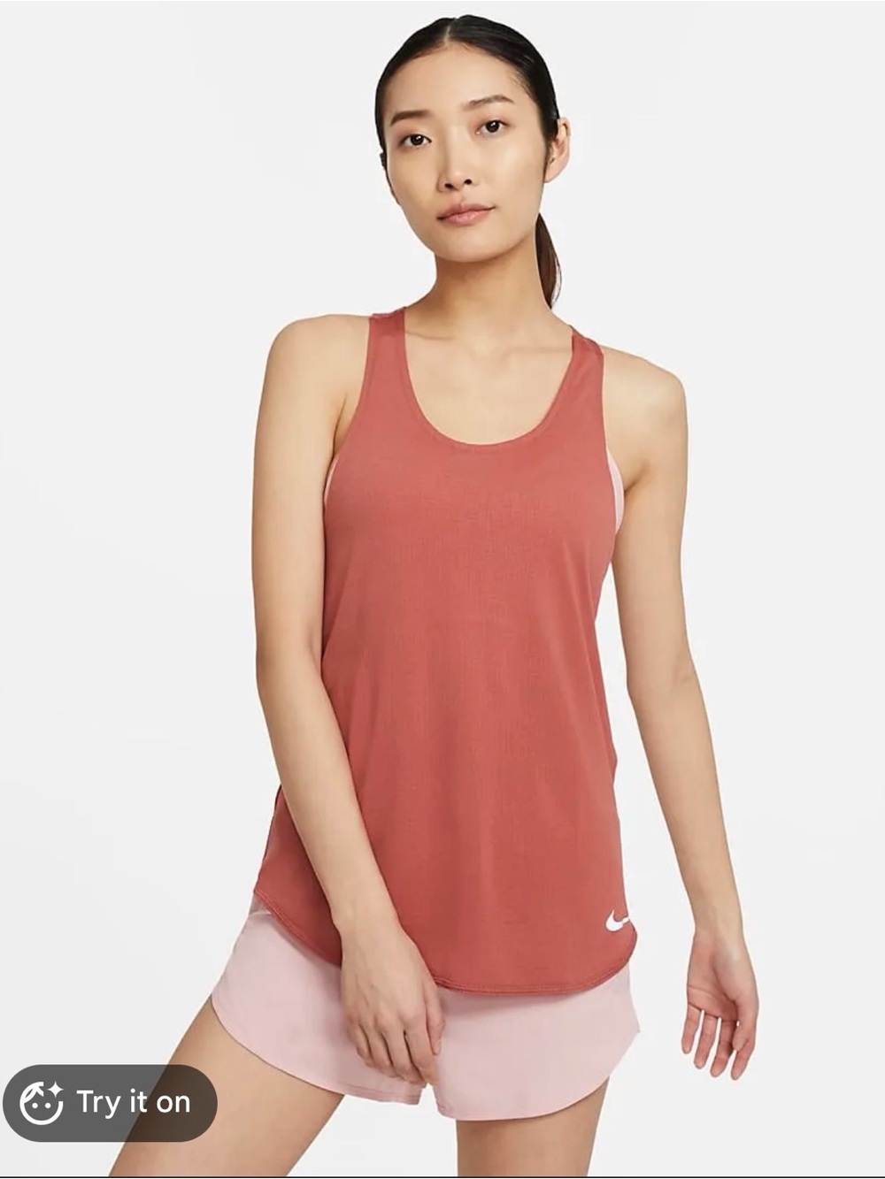Nike Women's Rust Pink Racerback Tank - Scoop Neck